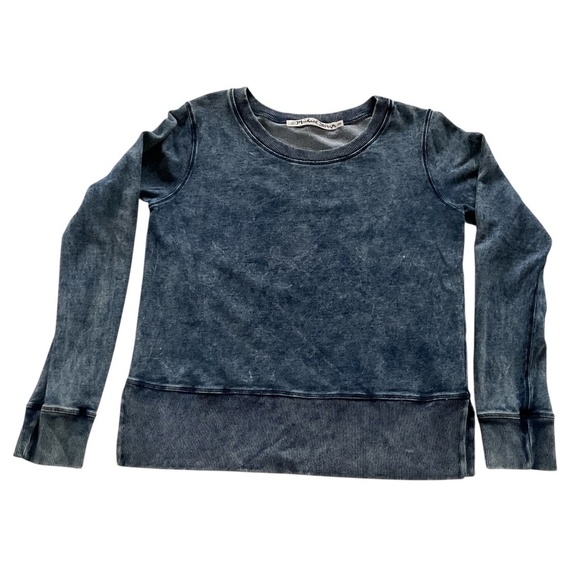 Michael Stars Tops - Michael Stars Women’s Sydney Sweatshirt OS Blue Acid Wash Slits Grunge Slouchy